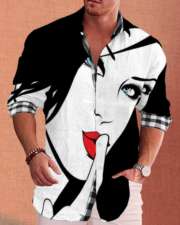 Men's cotton&linen long-sleeved fashion casual shirt  0c9a
