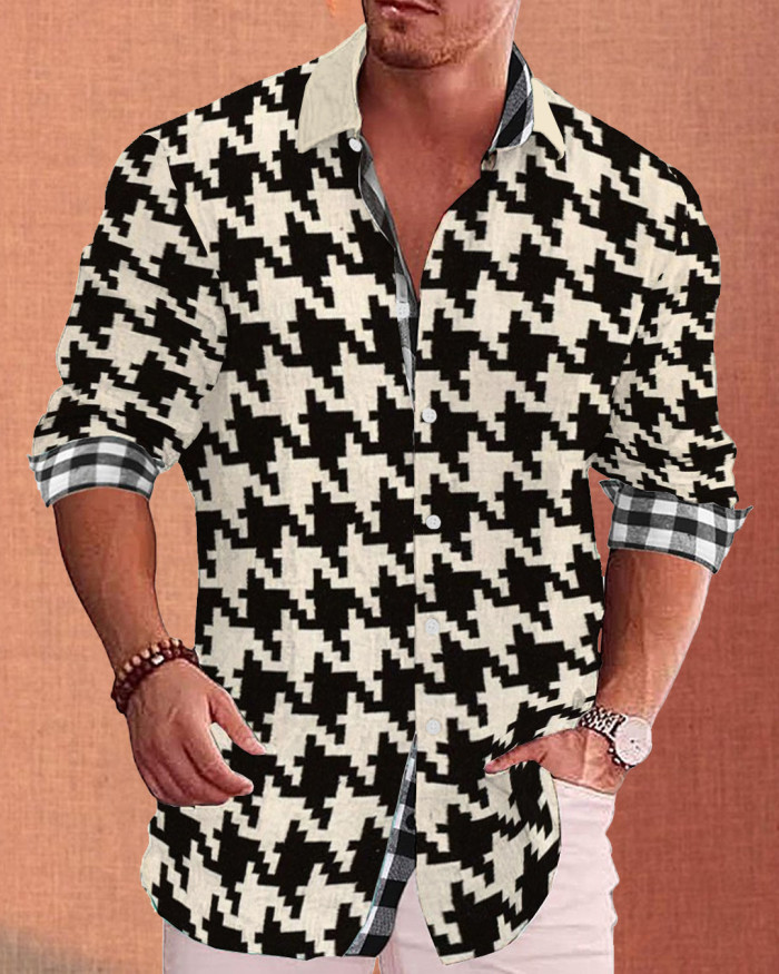 Men's cotton&linen long-sleeved fashion casual shirt  f703