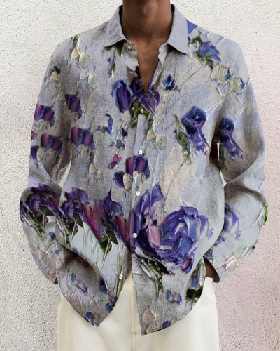 Men's cotton&linen long-sleeved fashion casual shirt 329e