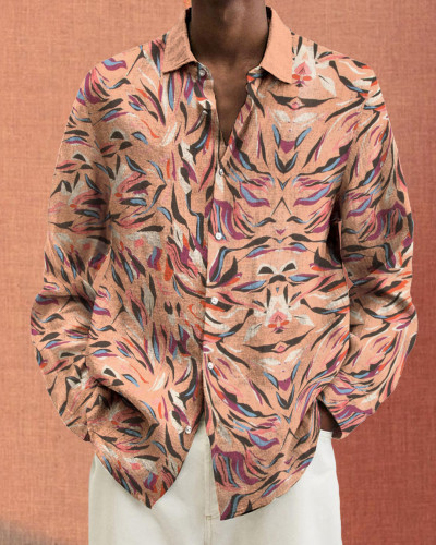 Men's cotton&linen long-sleeved fashion casual shirt b123