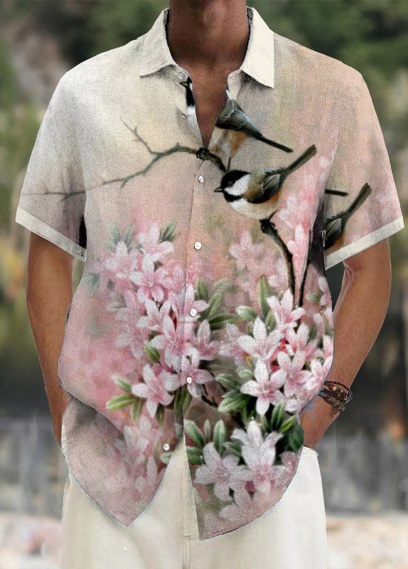 Mens Art Print Casual Breathable Short Sleeve Shirt 4575