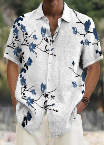 Mens Art Print Casual Breathable Short Sleeve Shirt 5849