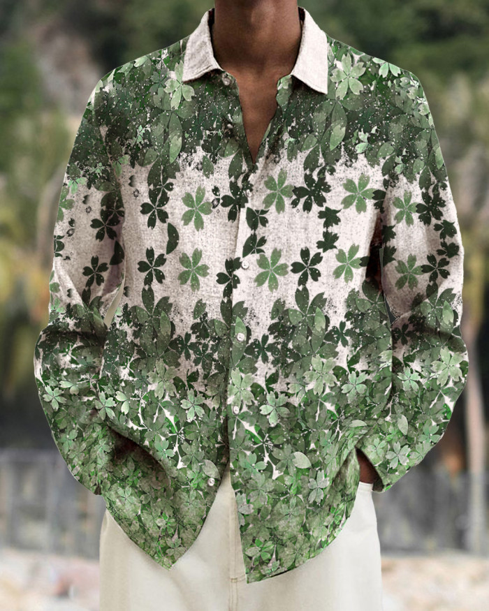 Men's cotton&linen long-sleeved fashion casual shirt cfa7