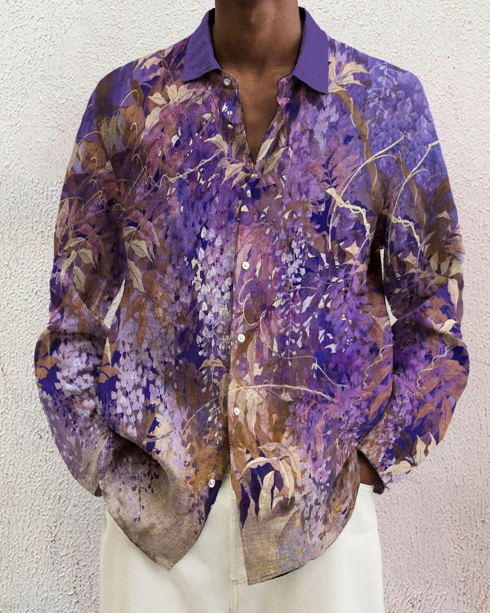 Men's cotton&linen long-sleeved fashion casual shirt acb3