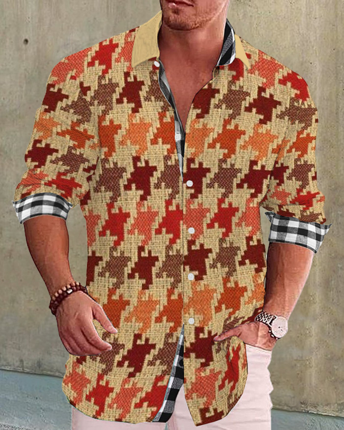 Men's cotton&linen long-sleeved fashion casual shirt  e786