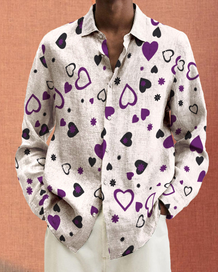 Men's cotton&linen long-sleeved fashion casual shirt 278a