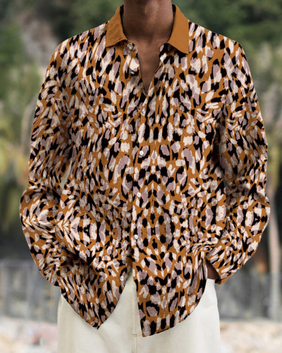Men's cotton&linen long-sleeved fashion casual shirt 3470