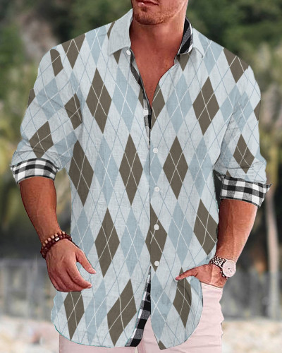 Men's cotton&linen long-sleeved fashion casual shirt  d8a7