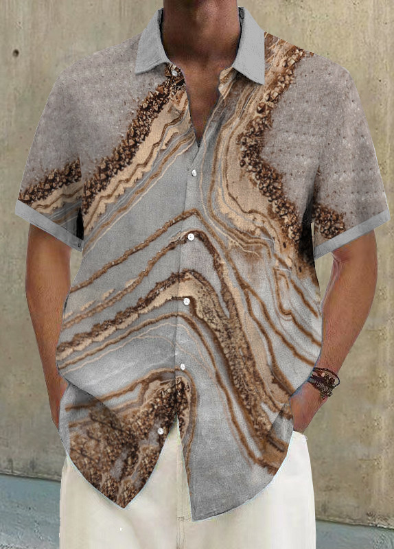 Mens Art Print Casual Breathable Short Sleeve Shirt a5e8