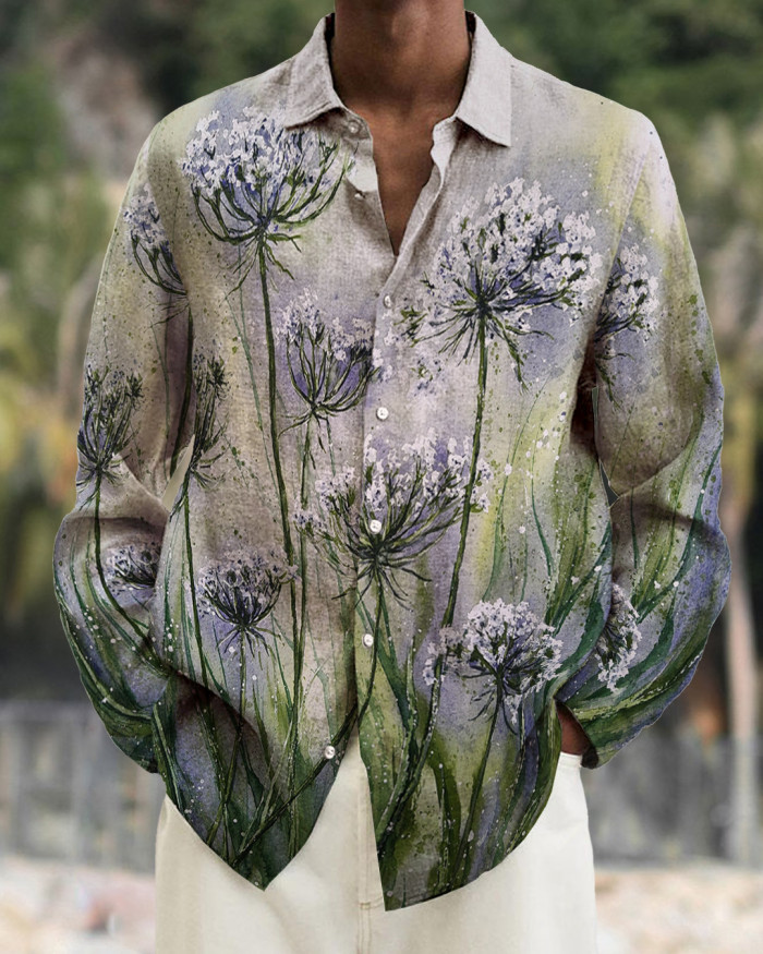 Men's cotton&linen long-sleeved fashion casual shirt b242