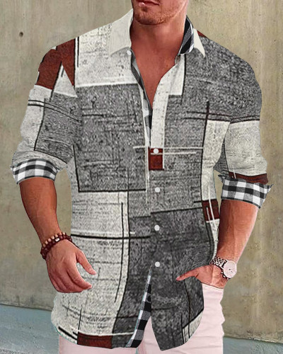 Men's cotton&linen long-sleeved fashion casual shirt 1023