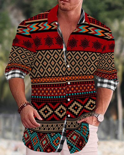 Men's cotton&linen long-sleeved fashion casual shirt  49ec
