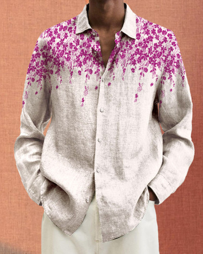 Men's cotton&linen long-sleeved fashion casual shirt 5d2e