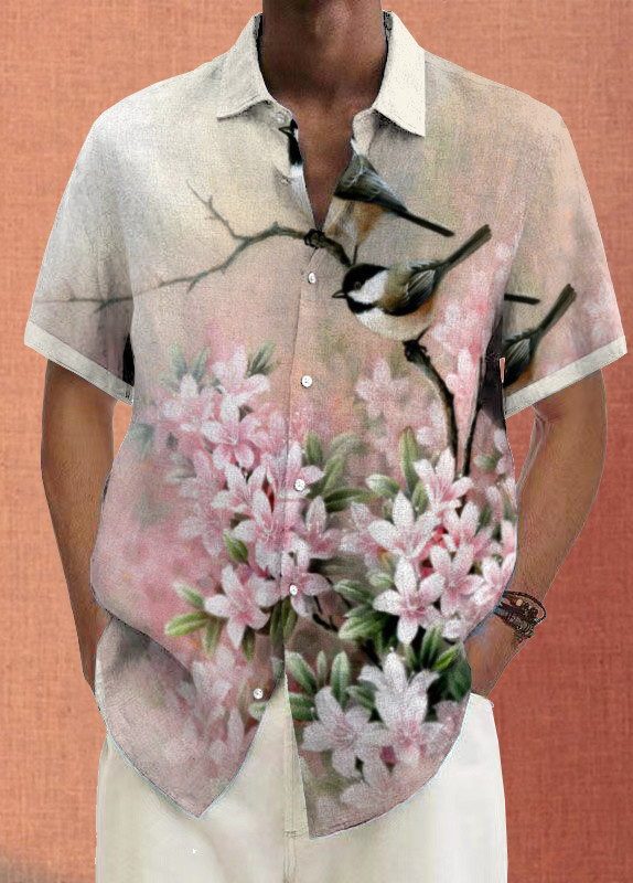 Mens Art Print Casual Breathable Short Sleeve Shirt 4575