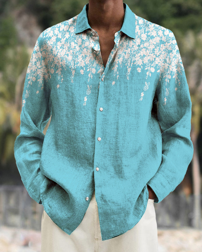 Men's cotton&linen long-sleeved fashion casual shirt 2871