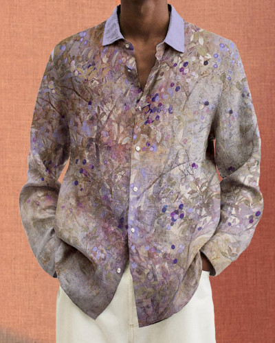 Men's cotton&linen long-sleeved fashion casual shirt 006e