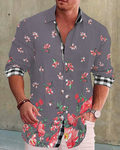 Men's cotton&linen long-sleeved fashion casual shirt 3acb