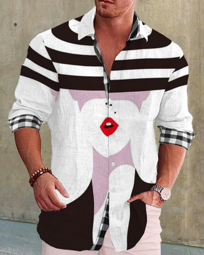 Men's cotton&linen long-sleeved fashion casual shirt 0330