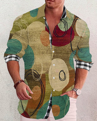 Men's cotton&linen long-sleeved fashion casual shirt a6b1
