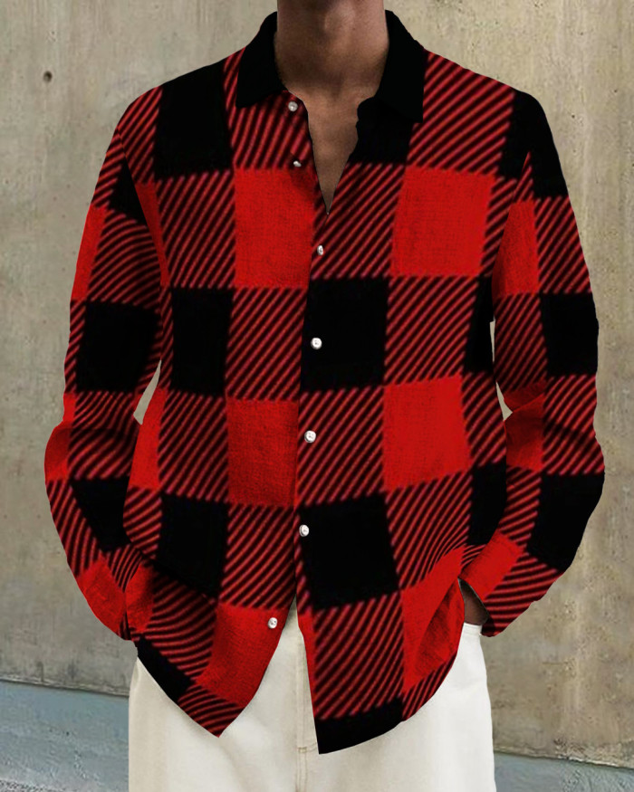 Men's cotton&linen long-sleeved fashion casual shirt  ae3f