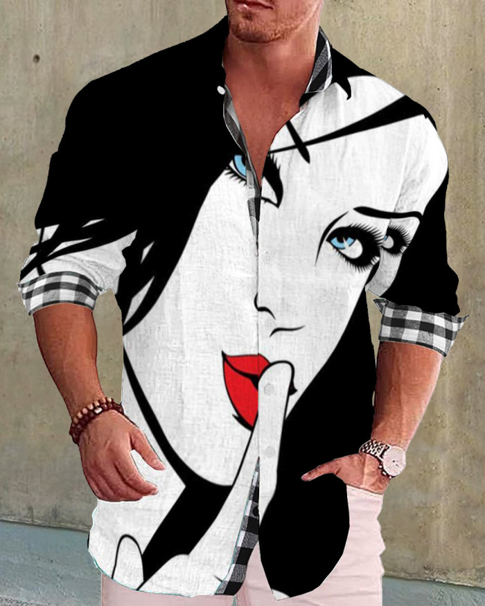 Men's cotton&linen long-sleeved fashion casual shirt  0c9a