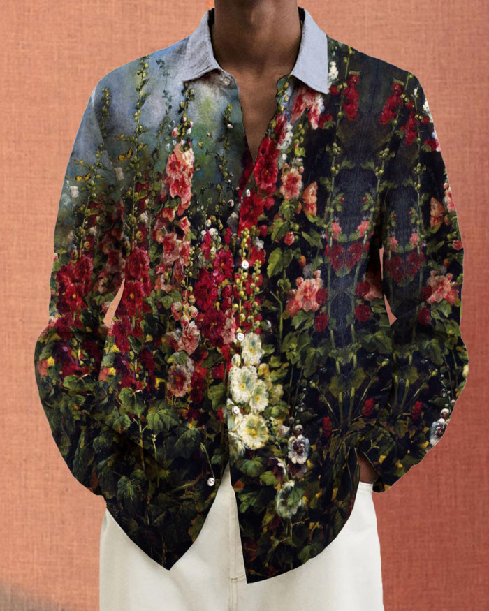 Men's cotton&linen long-sleeved fashion casual shirt 7320