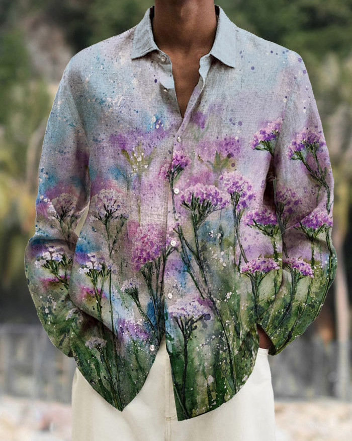Men's cotton&linen long-sleeved fashion casual shirt d465