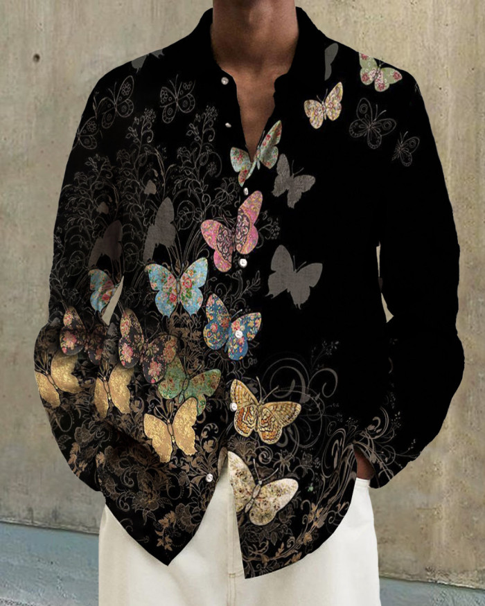 Men's cotton&linen long-sleeved fashion casual shirt b567