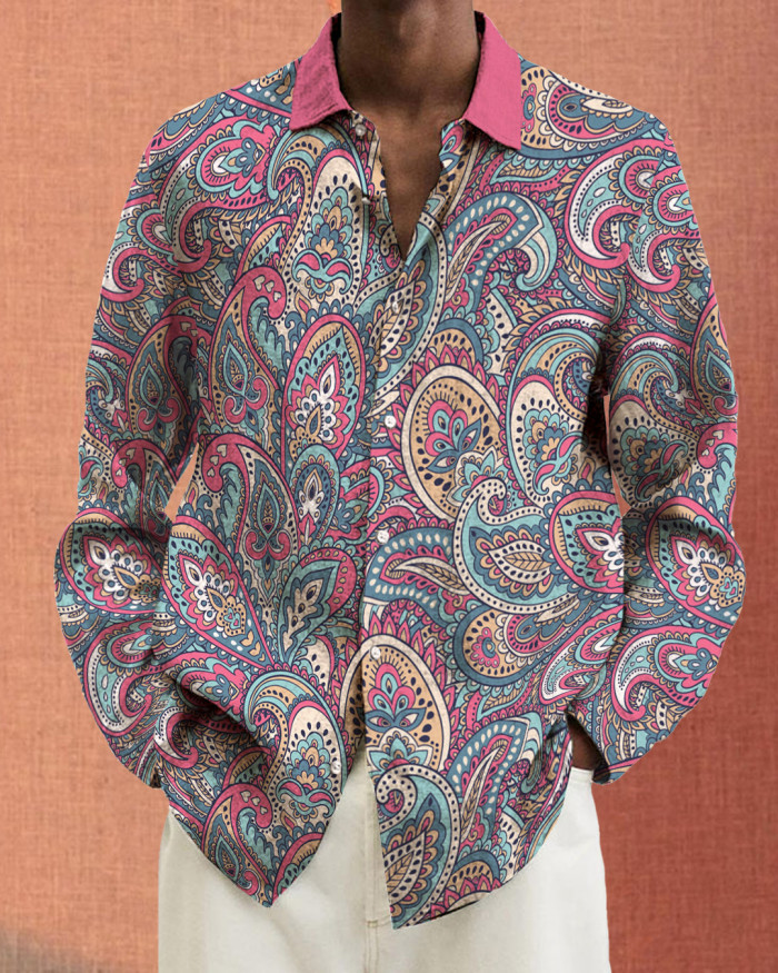 Men's cotton&linen long-sleeved fashion casual shirt 139c