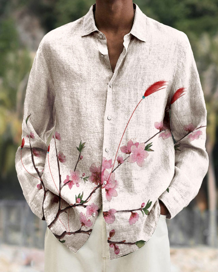 Men's cotton&linen long-sleeved fashion casual shirt 1155