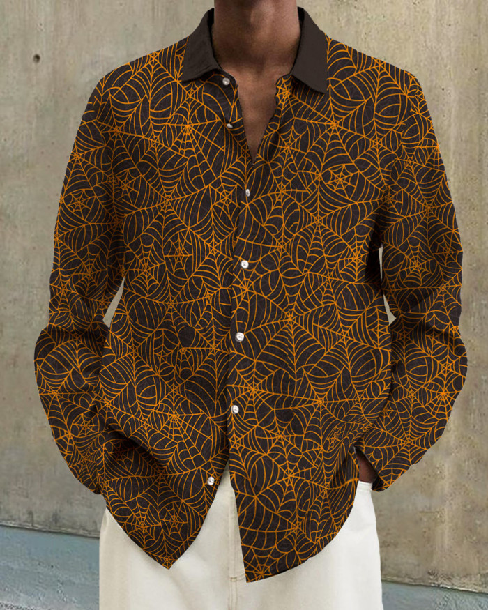 Men's cotton&linen long-sleeved fashion casual shirt e3f6