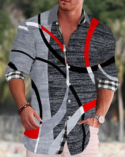 Men's cotton&linen long-sleeved fashion casual shirt 241e