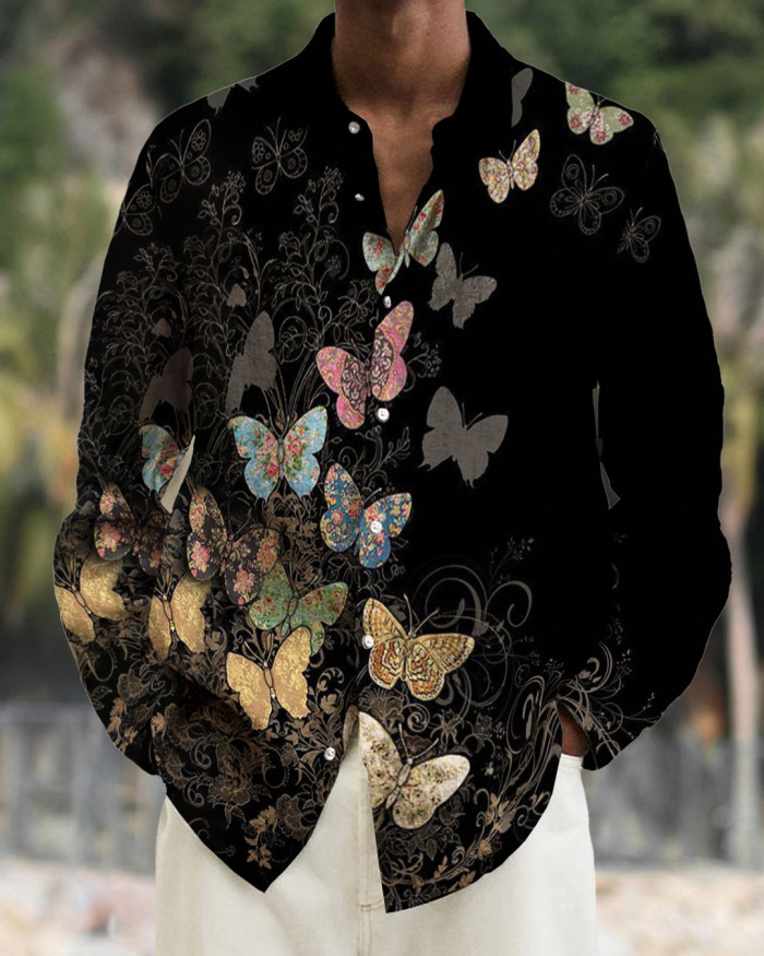 Men's cotton&linen long-sleeved fashion casual shirt b567