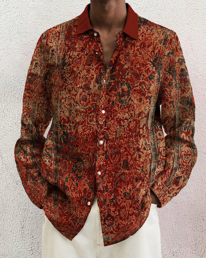 Men's cotton&linen long-sleeved fashion casual shirt 2a32