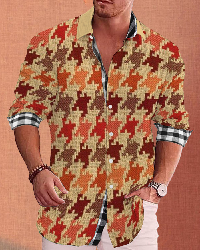 Men's cotton&linen long-sleeved fashion casual shirt  e786