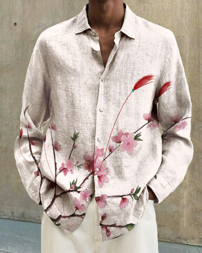 Men's cotton&linen long-sleeved fashion casual shirt 1155