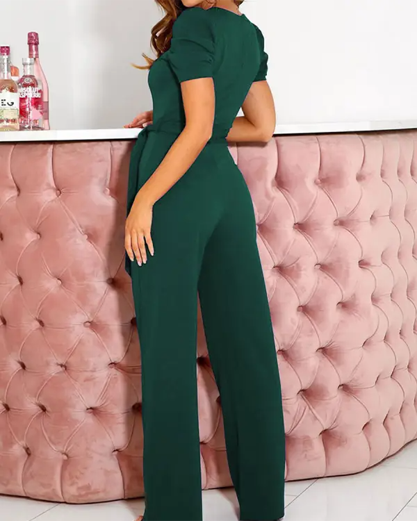 Temperament Commuter Strap Solid Color Jumpsuit