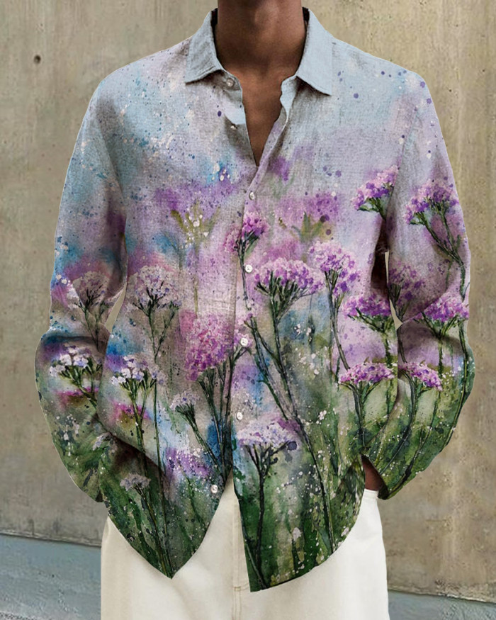 Men's cotton&linen long-sleeved fashion casual shirt d465