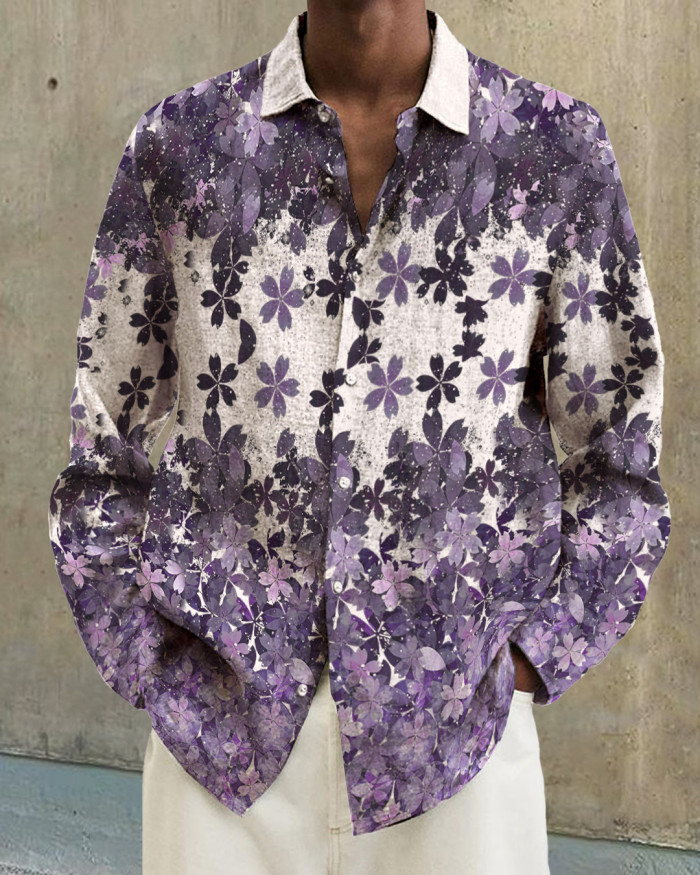 Men's cotton&linen long-sleeved fashion casual shirt 5a14