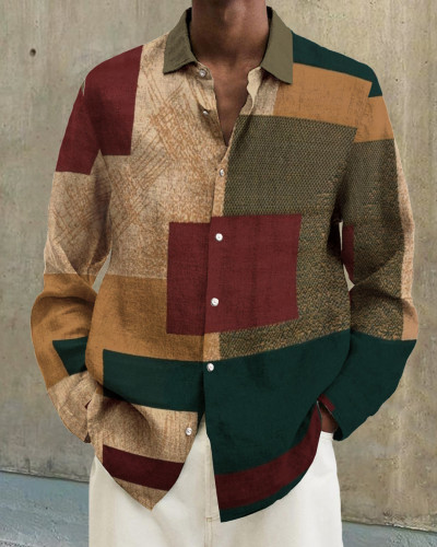 Men's cotton&linen long-sleeved fashion casual shirt 2b70