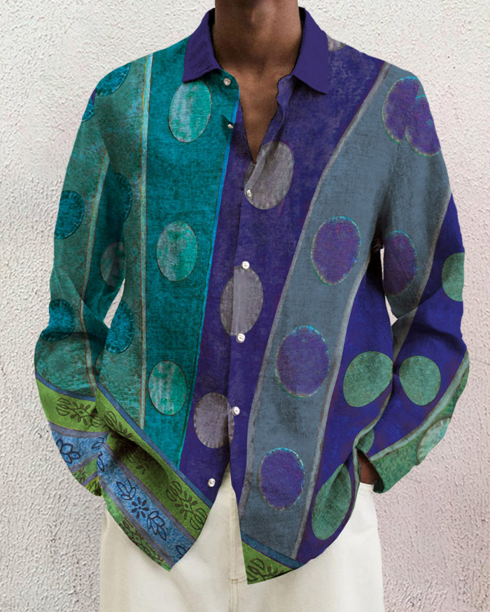 Men's cotton&linen long-sleeved fashion casual shirt 58e6
