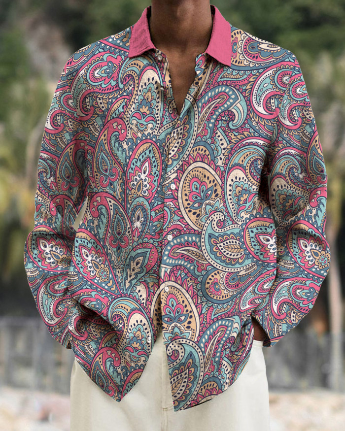 Men's cotton&linen long-sleeved fashion casual shirt 139c