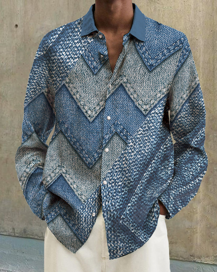 Men's cotton&linen long-sleeved fashion casual shirt 0154