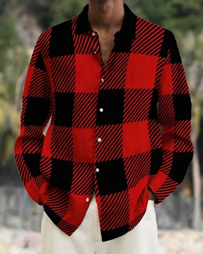 Men's cotton&linen long-sleeved fashion casual shirt  ae3f