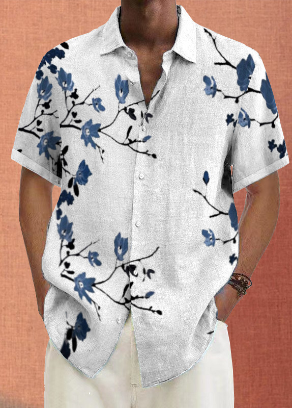 Mens Art Print Casual Breathable Short Sleeve Shirt 5849
