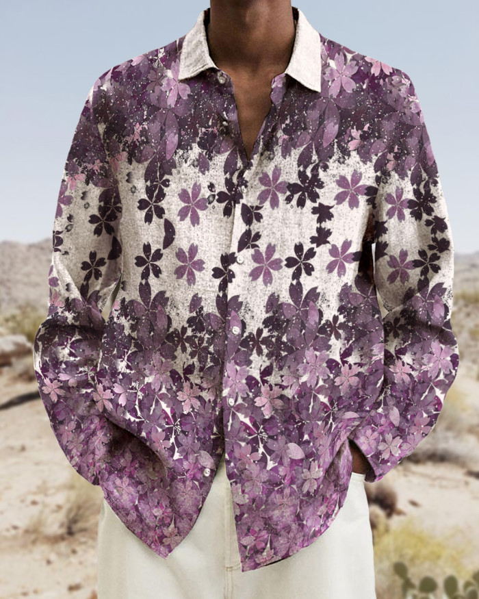 Men's cotton&linen long-sleeved fashion casual shirt 4006