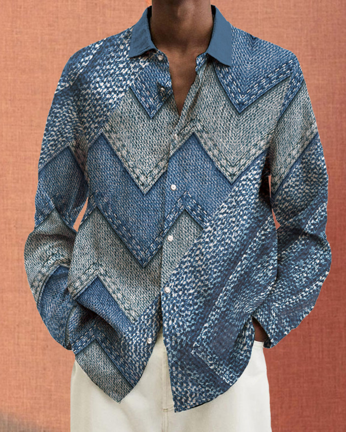 Men's cotton&linen long-sleeved fashion casual shirt 0154