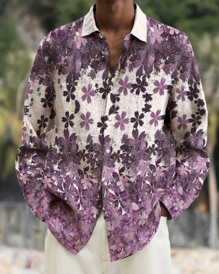 Men's cotton&linen long-sleeved fashion casual shirt 4006