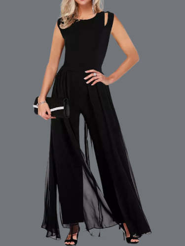 Women's Pure Color Chiffon Fashion Jumpsuit