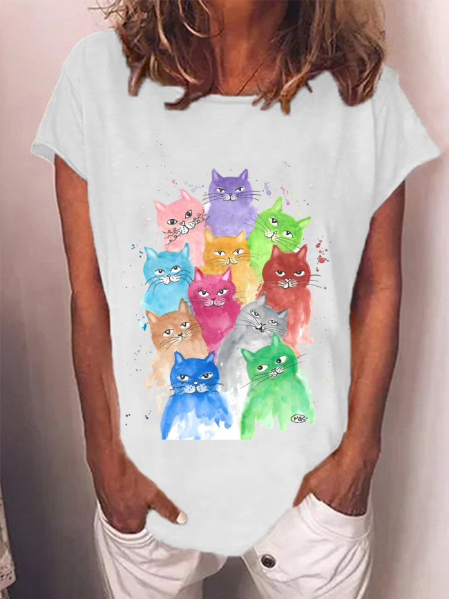 Colorful Cats Animal Women T-shirt